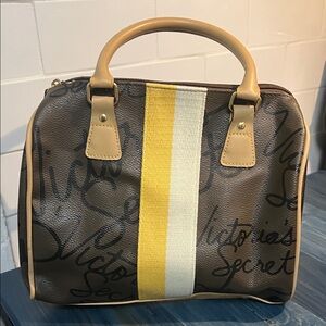Victoria’s Secret Y2K Barrel Satchel Handbag Script Logo Stripe Purse
